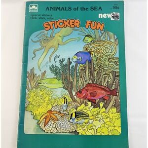 Vintage 1983 Golden Sticker Fun Animals of the Sea Coloring Sticker Book New VTG